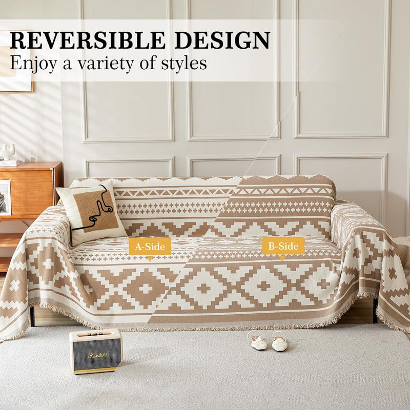 Mingfuxin Boho Sofa Cover for 2 3 4 Seater, Non Slip Chenille Corner Sofa Slipcover Washable - Image 3