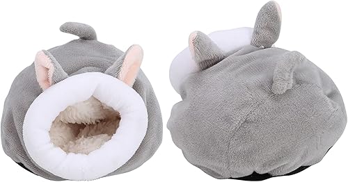 Miniatura 6 de Zerodis Mini cama de algodón suave y lindo para mascotas para dormir en cueva de hámster, erizo y ardilla (gris)