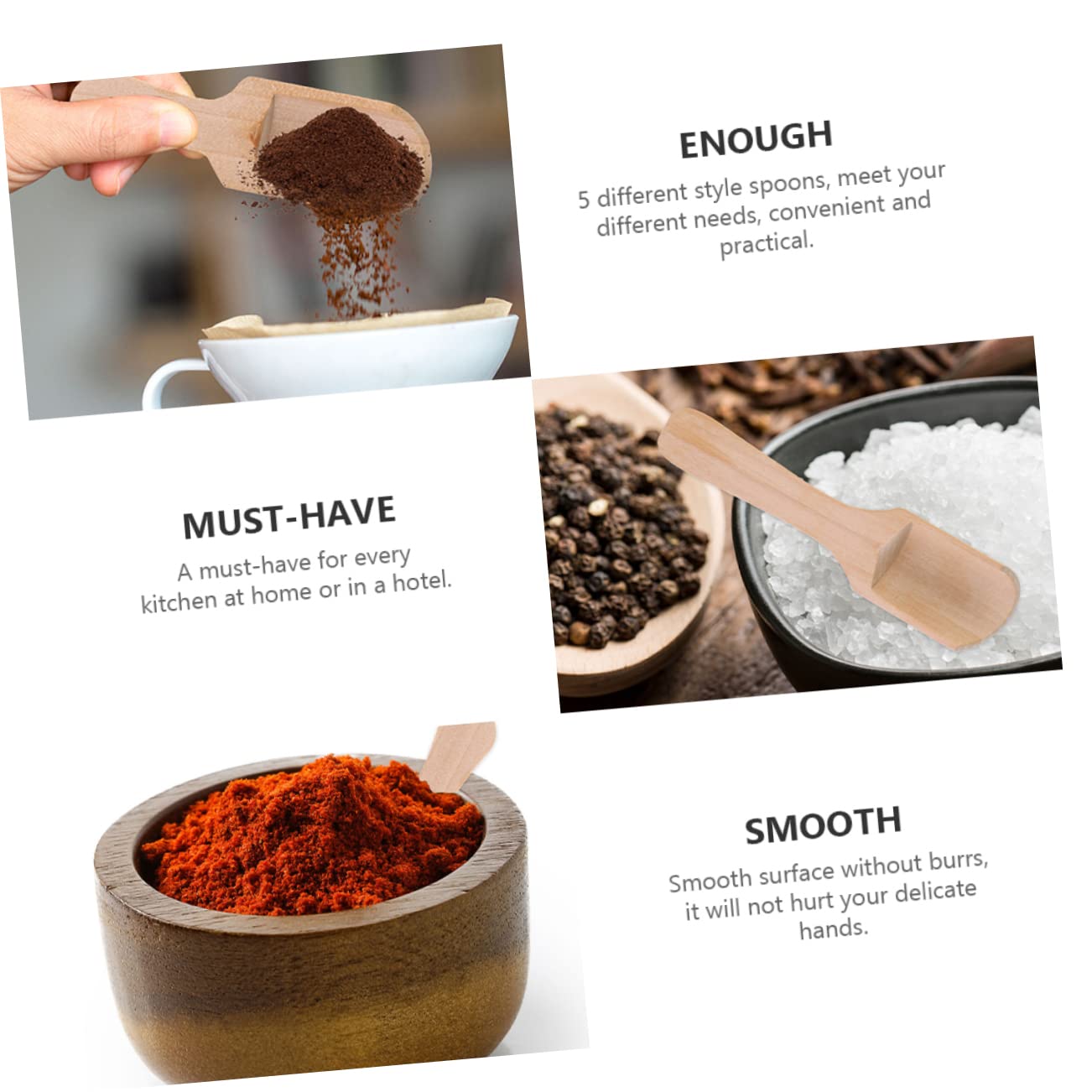 OUNONA 10Pcs Wooden Salt Spoon Premium Kitchen Seasoning Spoons for Salt Sugar Tea Bathing Comfortable Wooden Handle for Home Restaurant Use