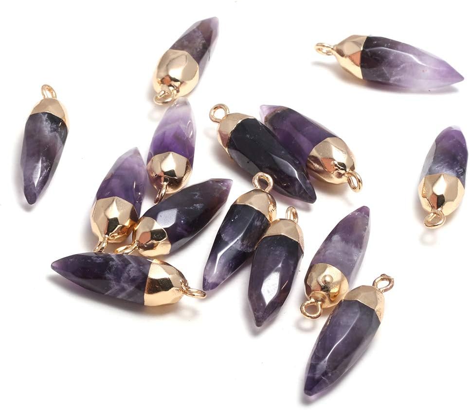 5pcs Gemstone Quartz Pendant，Natural Quartz Necklace Pendant for DIY Jewelry Making Necklace Bracelet