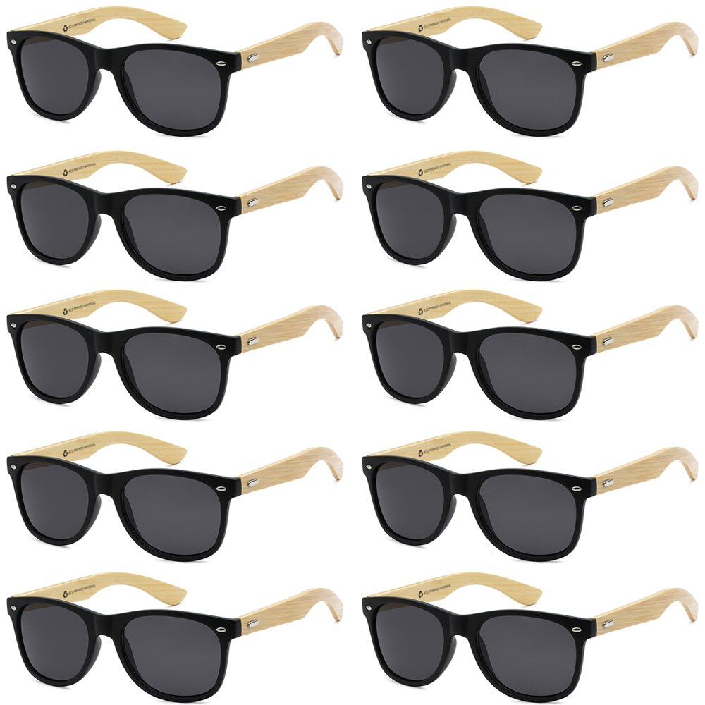 Got ShadesWholesale Bamboo Sunglasses Retro 80's Wood Sunglasses Men-Cool Sunglasses for Men & Women-10 Pack