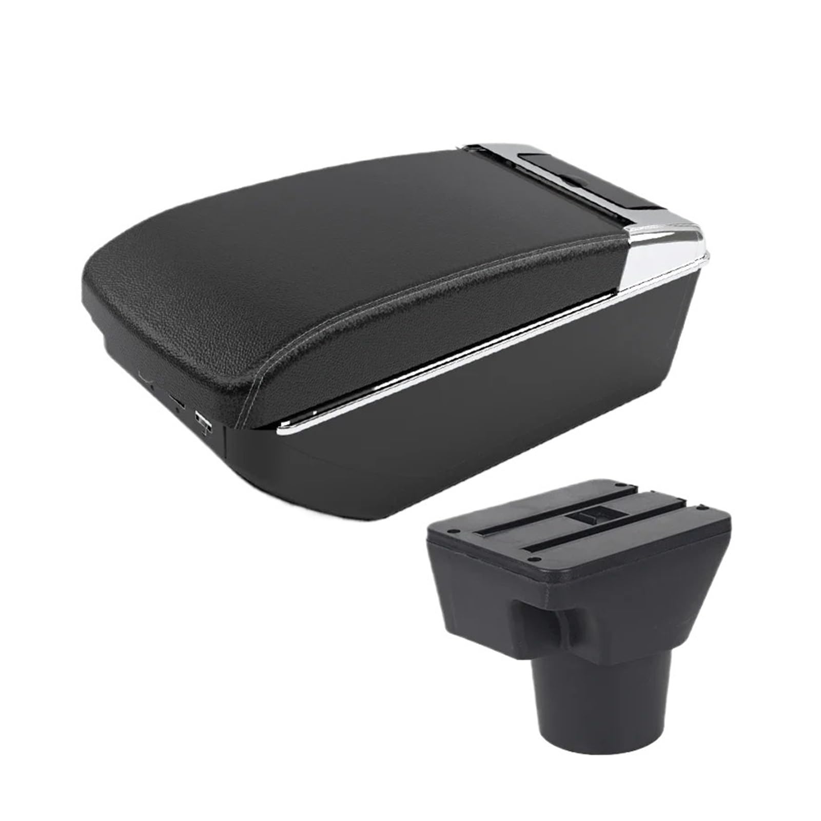 Umdjju A3 Black White 7 Usb For Kia For Rio2 Armrest Multi-Functional Storage Box Upgrade For Car Center Console Automotive Interior Accessory Usb Car Centre Console Armrest Box(A3 Black White 7 Usb)