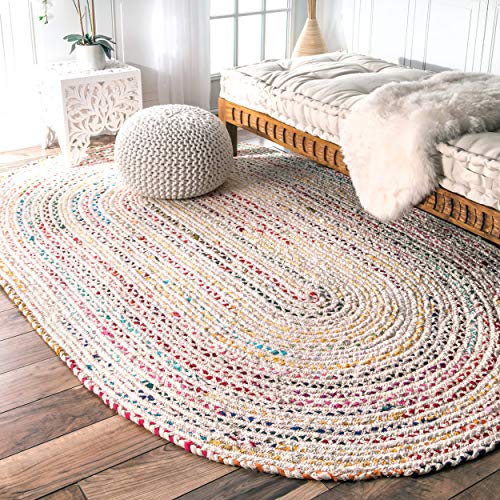 nuLOOM Tammara Hand Braided Area Rug, 7' x 9' Oval, Ivory