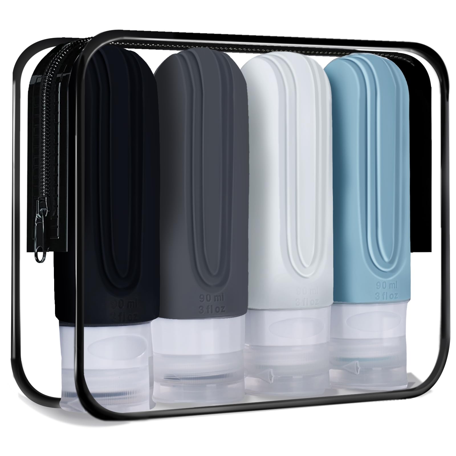 Travel Bottles for Toiletries Tsa Approved Travel Size Toiletries 90ml Travel Containers for Toiletries BPA free Leak Proof Silicone Squeezable Shampoo Liquid Cosmetic Bottles Set Travel Essentials