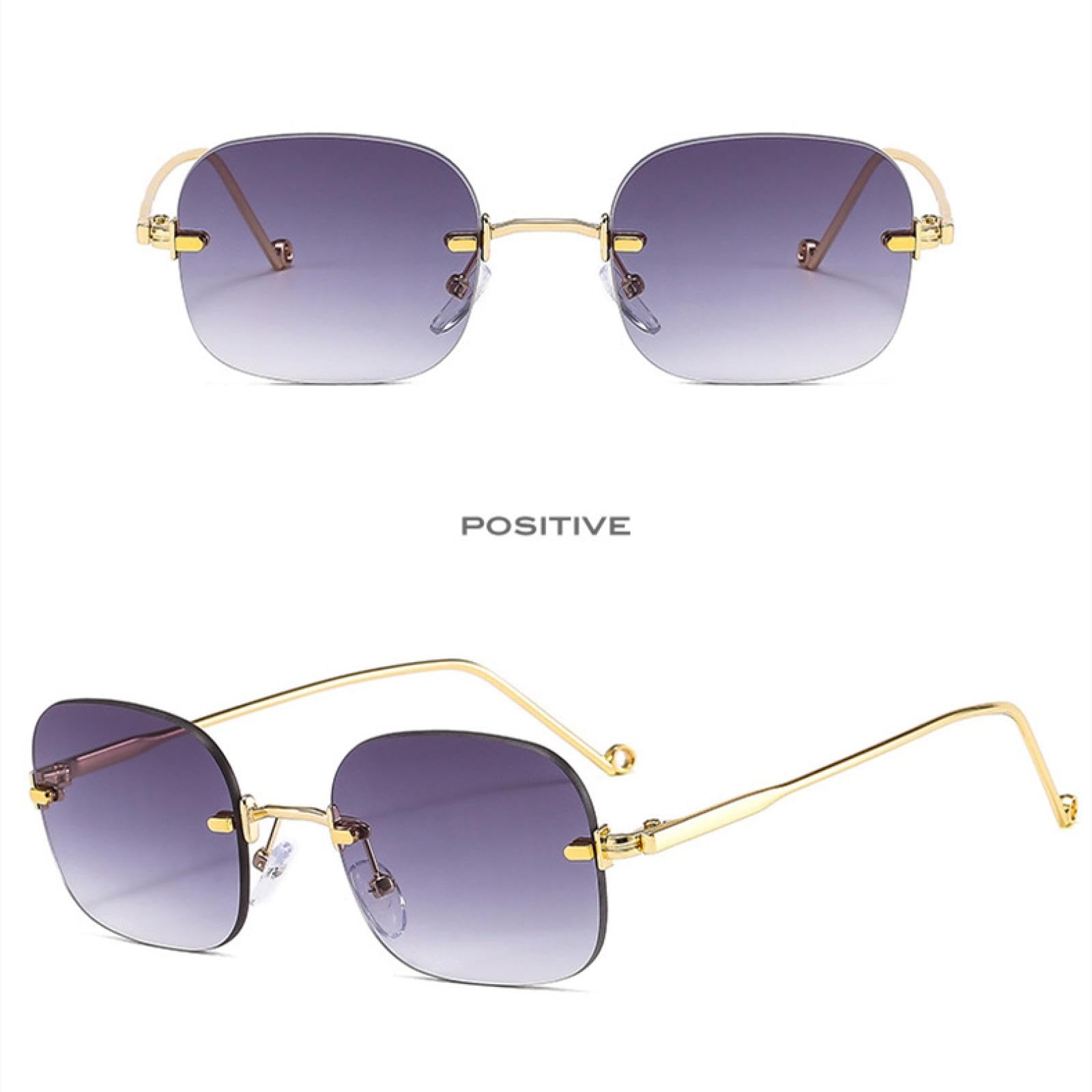 Gafas de sol pequeñas sin montura para mujer, estilo punk, para hombre, sin marco, con lentes azules transparentes, UV400
