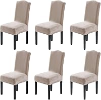 Vista 19 de H.VERSAILTEX Juego de 4 fundas elásticas para sillas de comedor, fundas protectoras para sillas Parson, tela de terciopelo sólido suave y gruesa