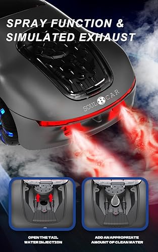 Miniatura 2 de Punieayi Auto de control remoto de 2.4 GHz con luces LED y efectos de pulverización de sonido, recargable de doble cara todoterreno giratorio de 360