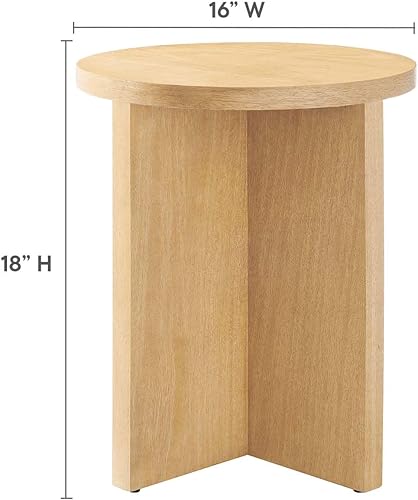 Miniatura 3 de Modway Silas - Mesa auxiliar redonda de madera para sala de estar, color natural