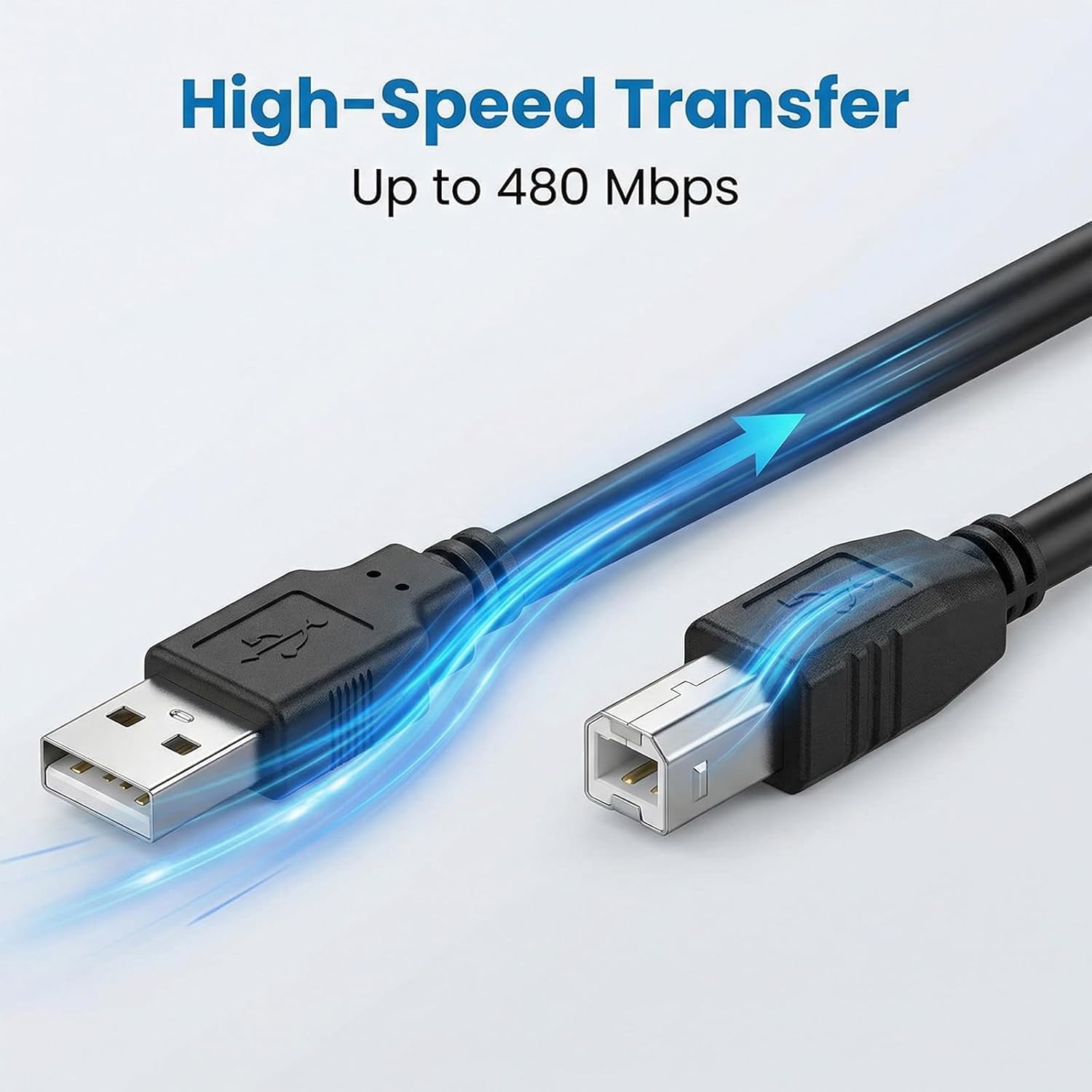 Câble USB 2m, Cable USB A vers USB B pour Imprimante, Clavier MIDI, Piano, Interface Audio - Câble d'Imprimante USB Universel pour Périphériques MIDI et Accessoires
