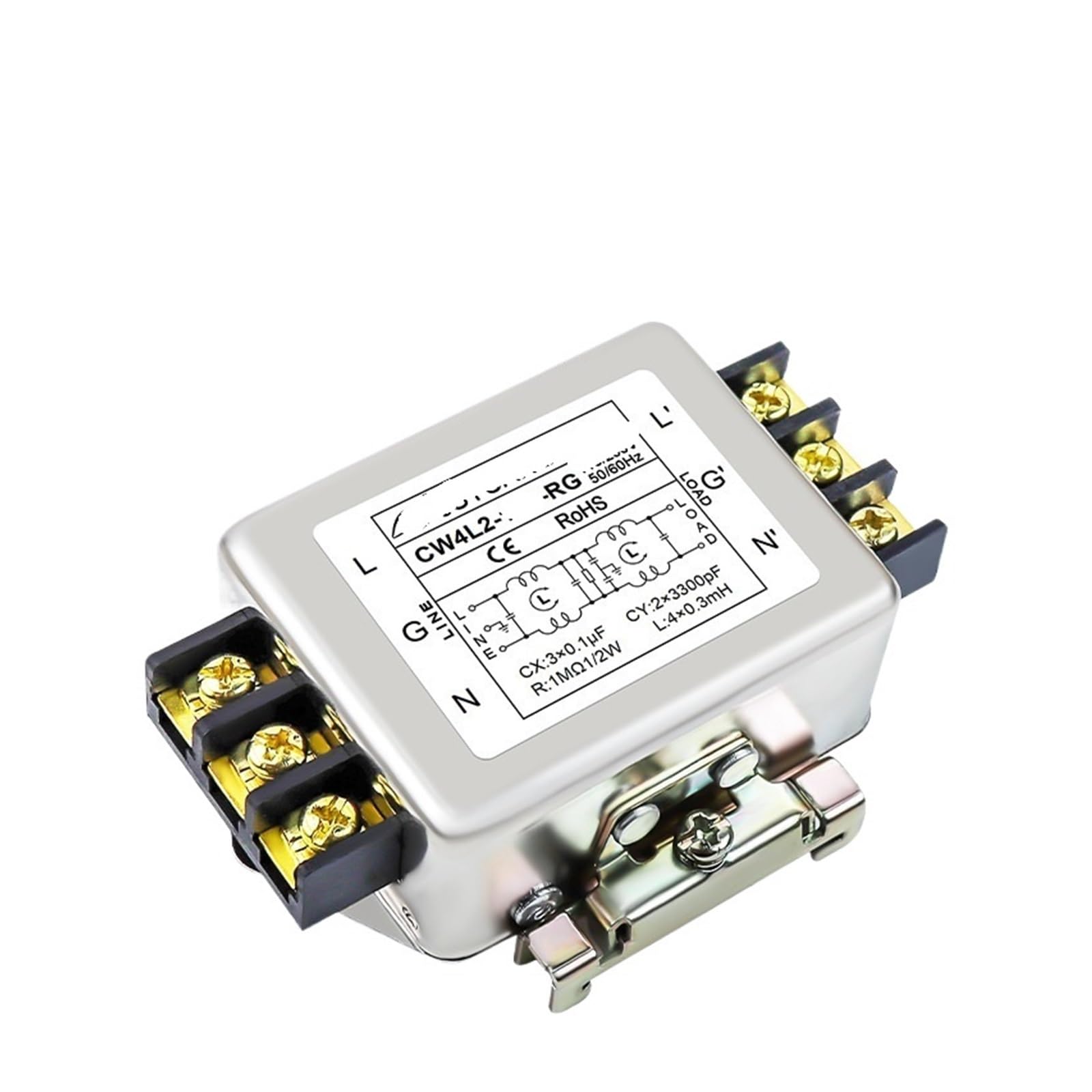YTMJPQQJI Single-Phase AC Power Filter 220v Anti-Interference Purifier CW4L2-10/20A-RG Terminal Rail(4 Base MountCW4L2 20A RG)