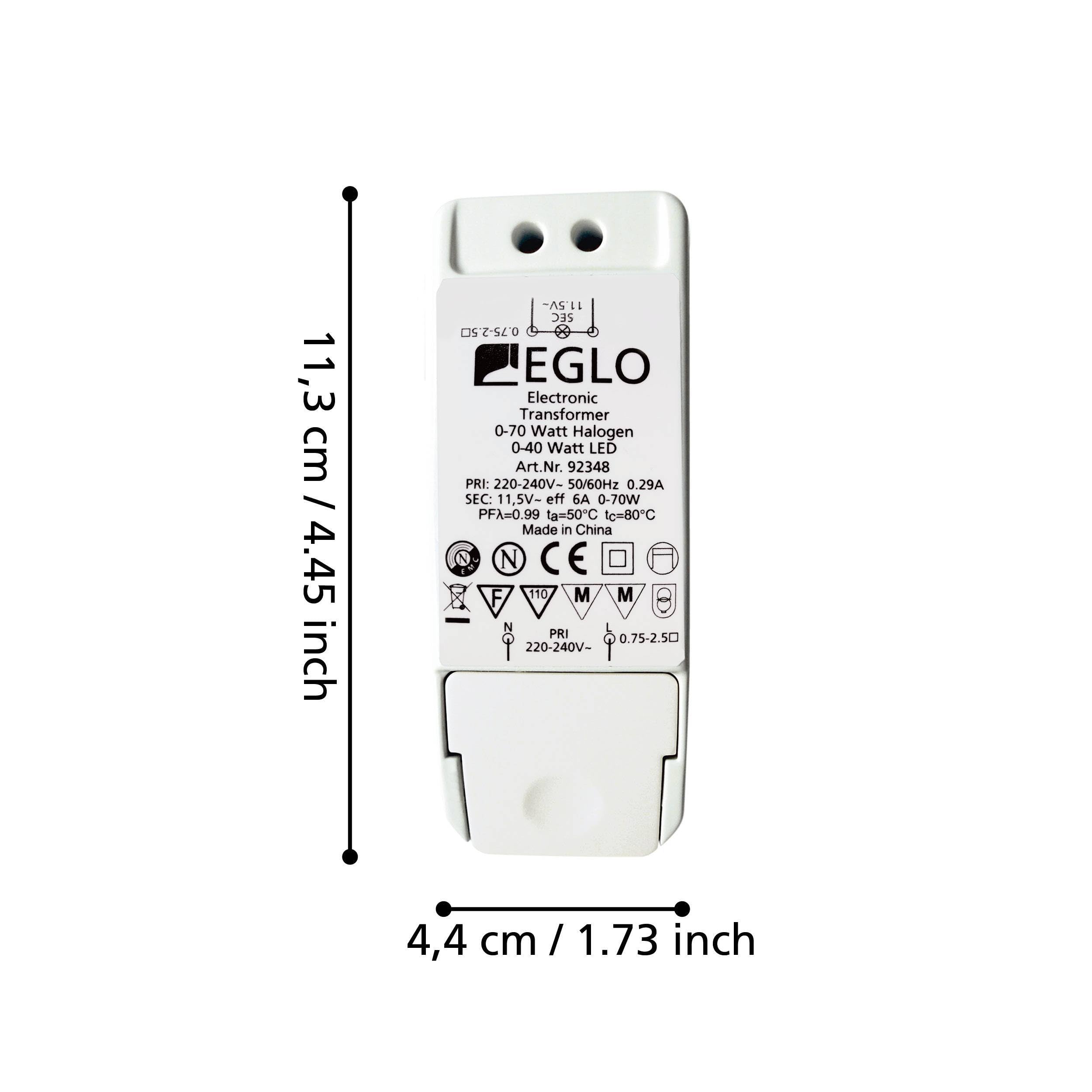 EGLO Transformator, Halogen-LED-Trafo, LED-Transformator: 0-40 Watt | Halogen: 0-70 Watt, dimmbarer Treiber