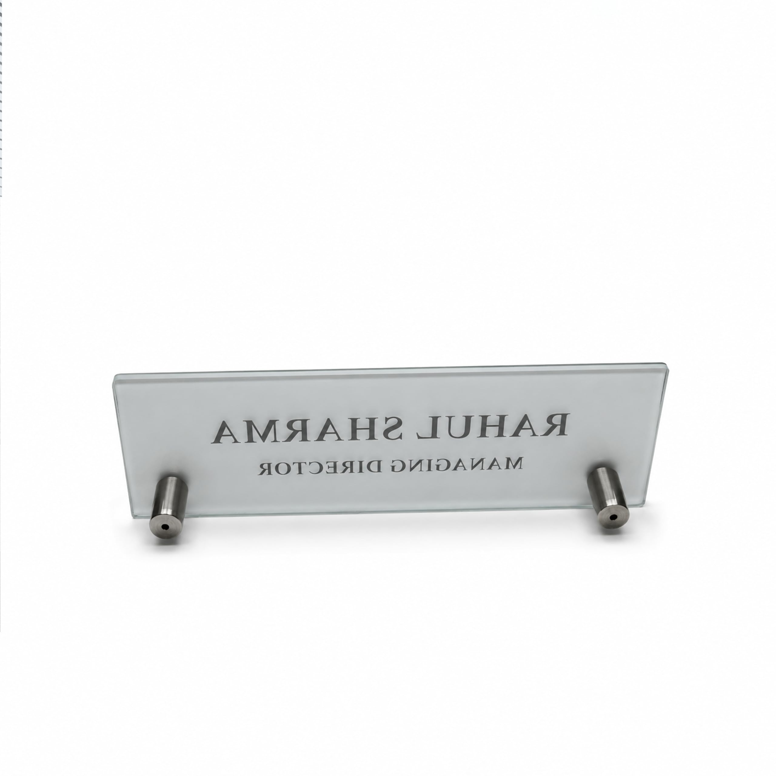 Gugan's Acrylic Desk Name Plate - Personalised Desk Name Plate, Custom Desk Sign, Office Plaque, Executive Office Sign (10 x 3 Inches Frost) — Amazon image 2