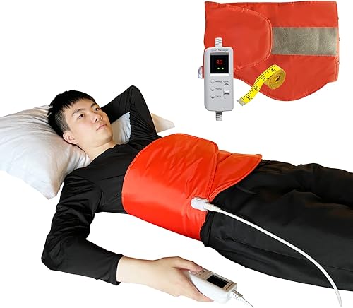 Cinturón masajeador de calefacción eléctrica con vibración de compresa caliente, masaje para alivio del dolor de estómago lumbar, reductor de Rojo