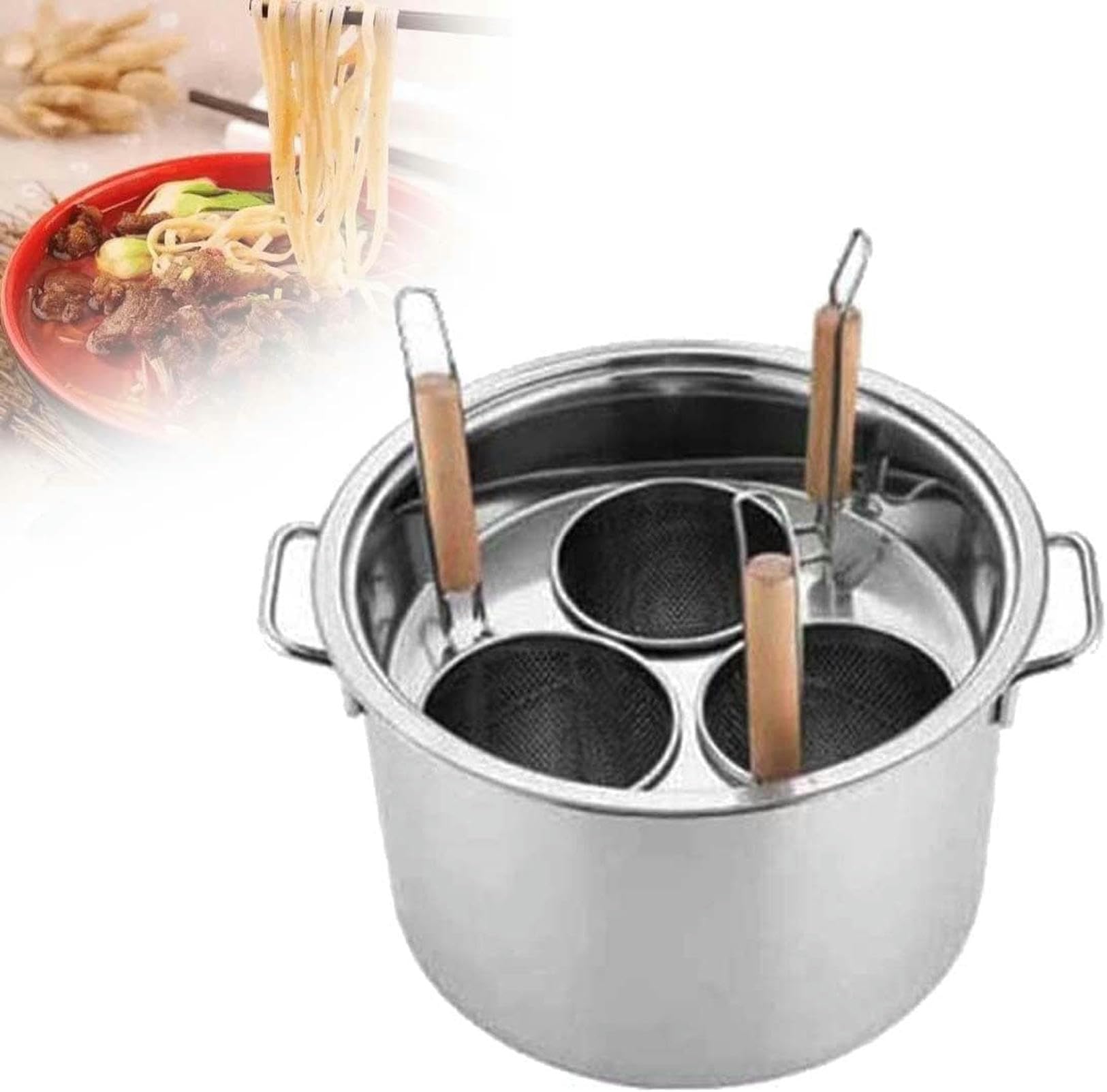 SAeWare Cuocipasta commerciale, caldaia a 5 fori in acciaio inox con cestello rt, pentola da cucina pesante per uso domestico e ristorante, 3 fori