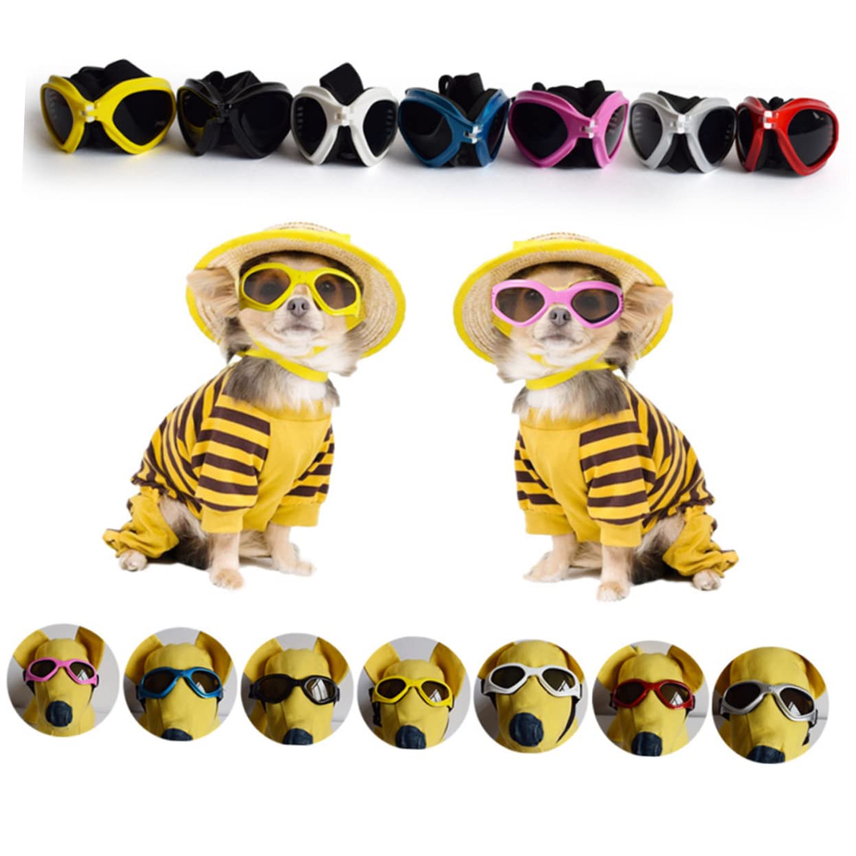 BESPORTBLE 2pcs Fashion Trendy Dog Glasses Pet Goggles Cat Sunglasses Protect Eyes from Uv