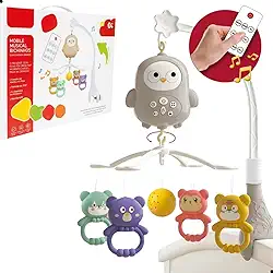 Mobile Portátil Para Berço Musical Bebê Com Luzes Colorido, Bebê Musical Giratório Multifuncional Controle Remoto Brinquedo Infantil