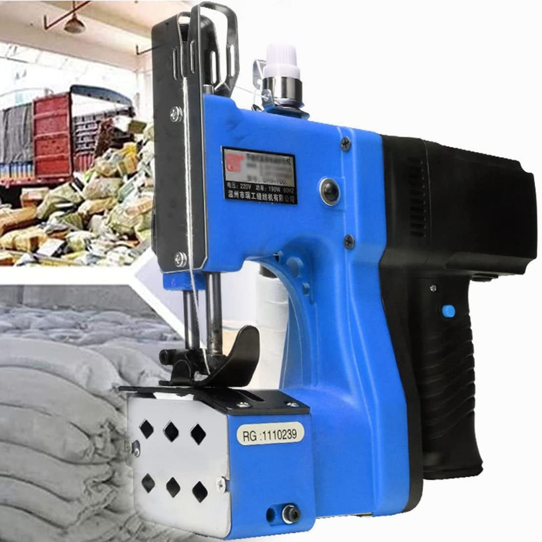 IUokLU Handheld Bag Stitcher Industrial Bag Closer Machine, 220W Automatic Woven Bag Closer Packing Machine, For Rice/Sack, Sealing Width: 4-9Mm-Blue