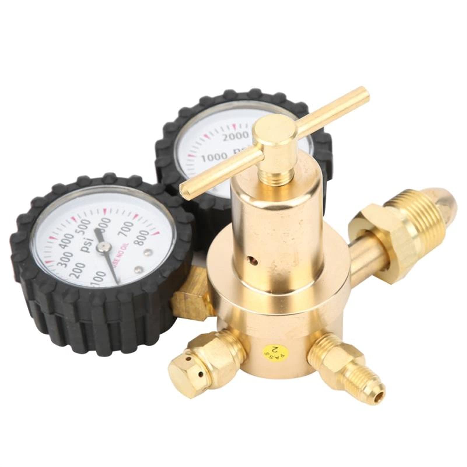 Bomba de vacío de CA Colectores de escape Regulador de nitrógeno de latón Entrada 0-600PSI CGA580, salida de llamarada de 1/4" Ideal para purga HVAC Inertización/Pruebas de presión Kit de carga de C