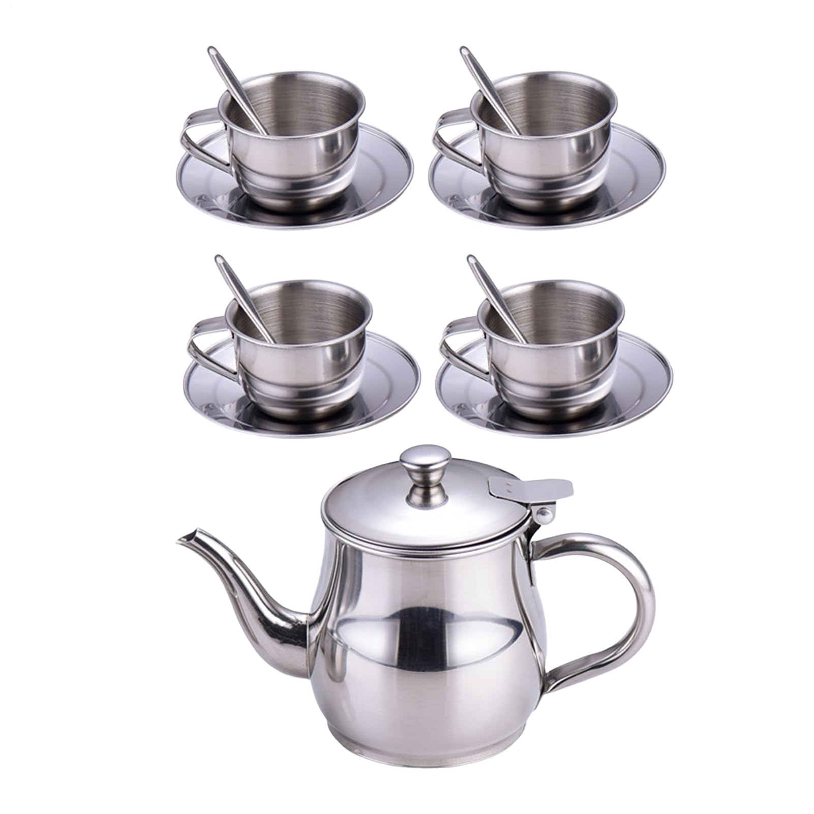 Tea Pot Sets | Stainless Steel Kitchen Teapot Toys,Kids Tea Time Play Kitchen Toy - for Birthday Classroom Daycare Playroom Playtime Preschool