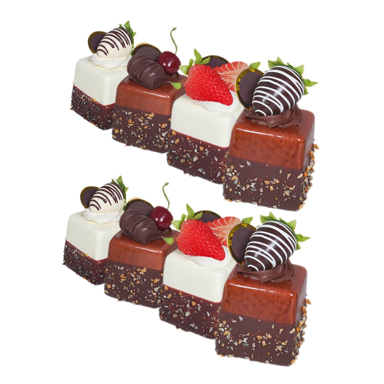 8pcs Gâteau aux Fruits Artificiel Modèle Alimentaire Accessoire Photo Cupcake pour Présentoir à Gâteaux Décoration Intérieure
