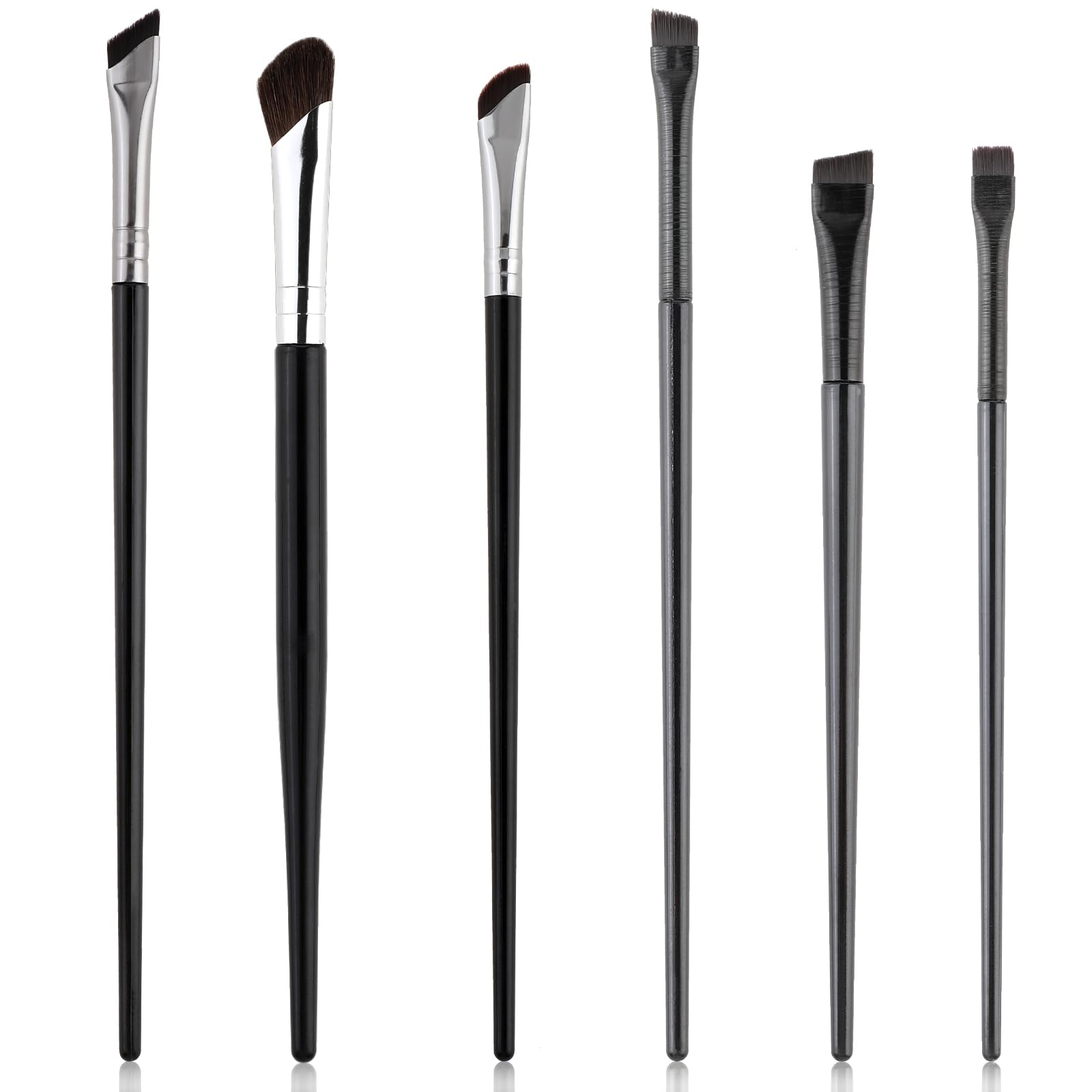 Qianyu Juego de 6 pinceles para delineador de ojos, pincel en ángulo, pincel fino para sombra de ojos, juego de pinceles curvados ultrafinos, pinceles de ceja precisos, para mujeres, niñas, cosméticos