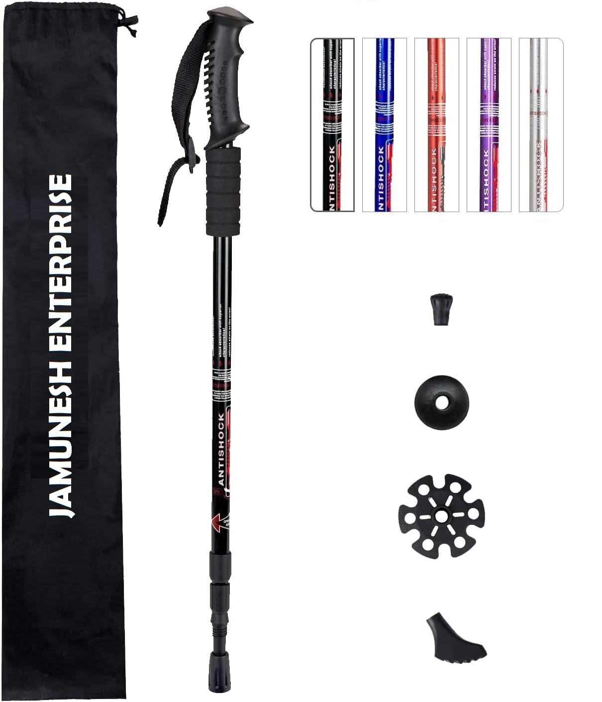 Hiking Trekking Poles,Compact, Lightweight & Shock-Absorbing.Perfect for Hiking,Walking, Backpacking.Adjustable Aluminum Poles for Women,Men & Kids (1 Pack,Black)-image-12