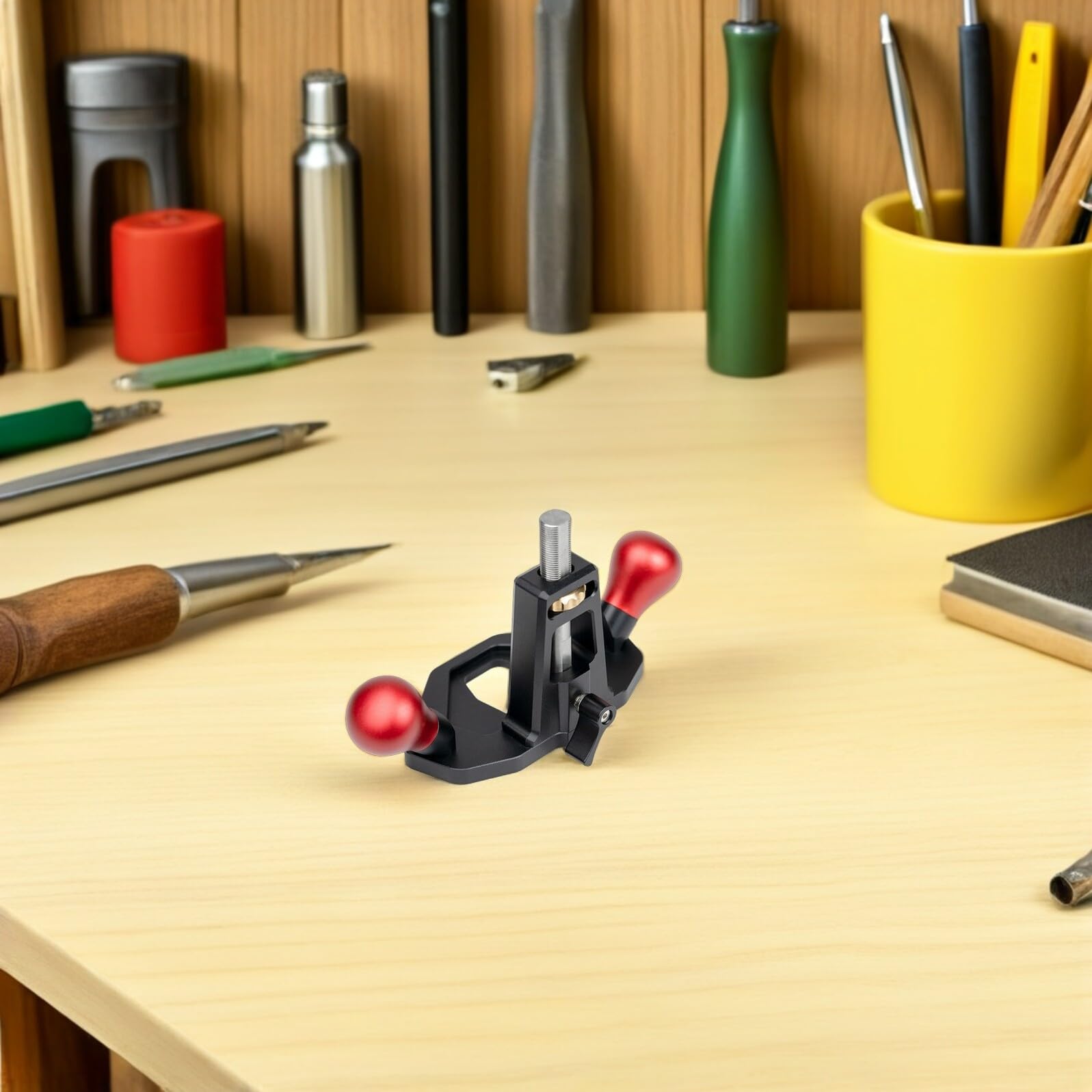 Pialla Manuale per la Lavorazione del Legno con Lama Regolabile Pialla Smussatrice Compatta con Limitatore di Profondità per Rifinitura e Smussatura di Bordi Utensile Leggero