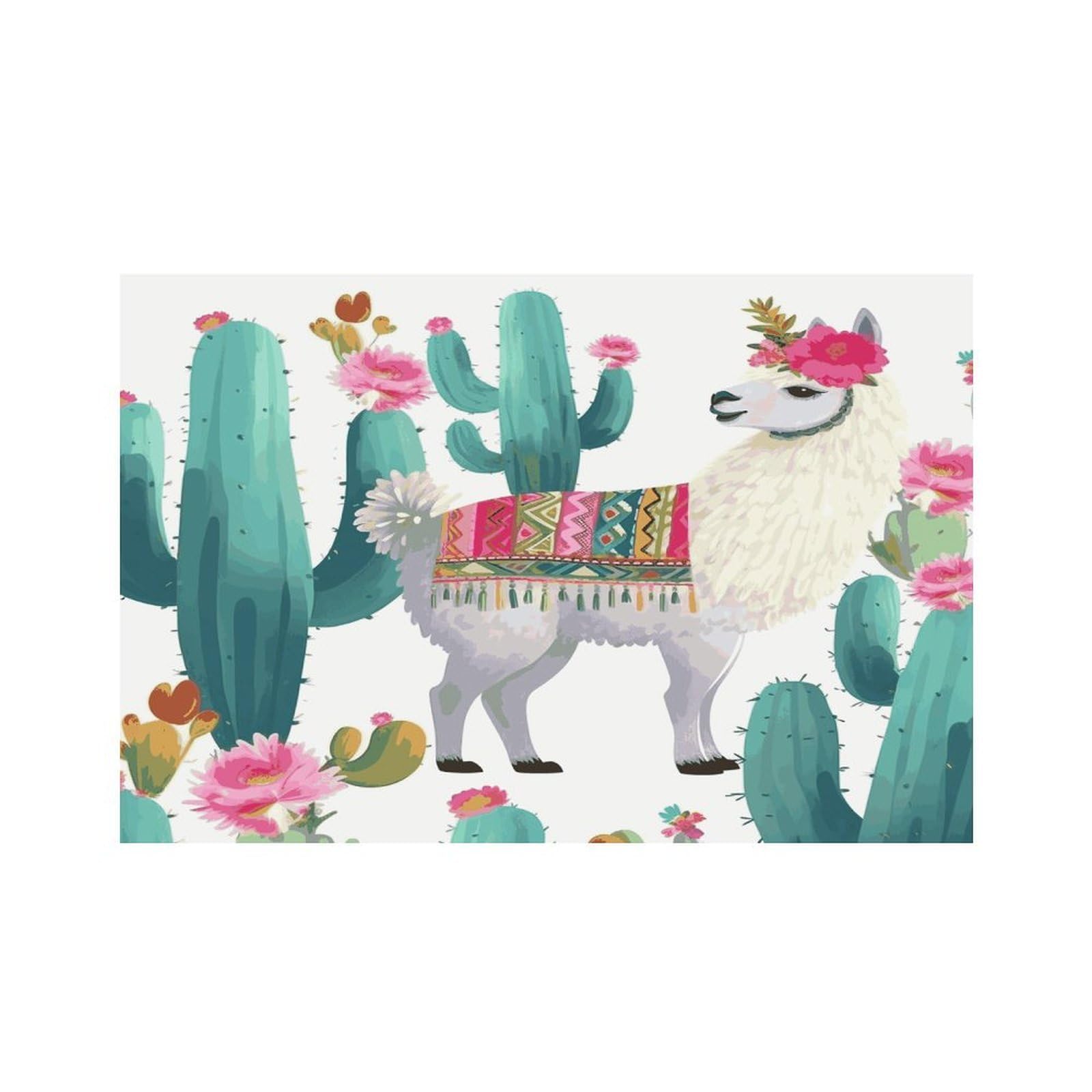 Tropical Llama Alpaca Cactus Flower Placemats Non-Slip Heat Resistant Table Mats Flax Washable Cloth Place Mats Easy to Clean Premium Placemat for Kitchen Dining Table Decor Party Outdoor