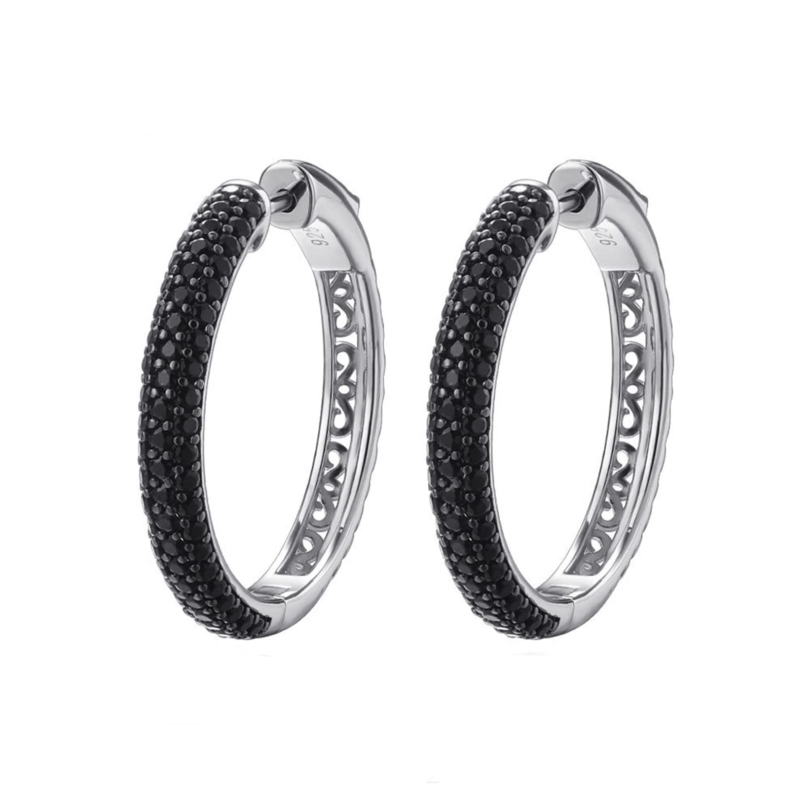 Orecchini Argento 925 Cavo Dell'Ingranaggio Argento Nero Orecchini Donna Cerchio Piccolo