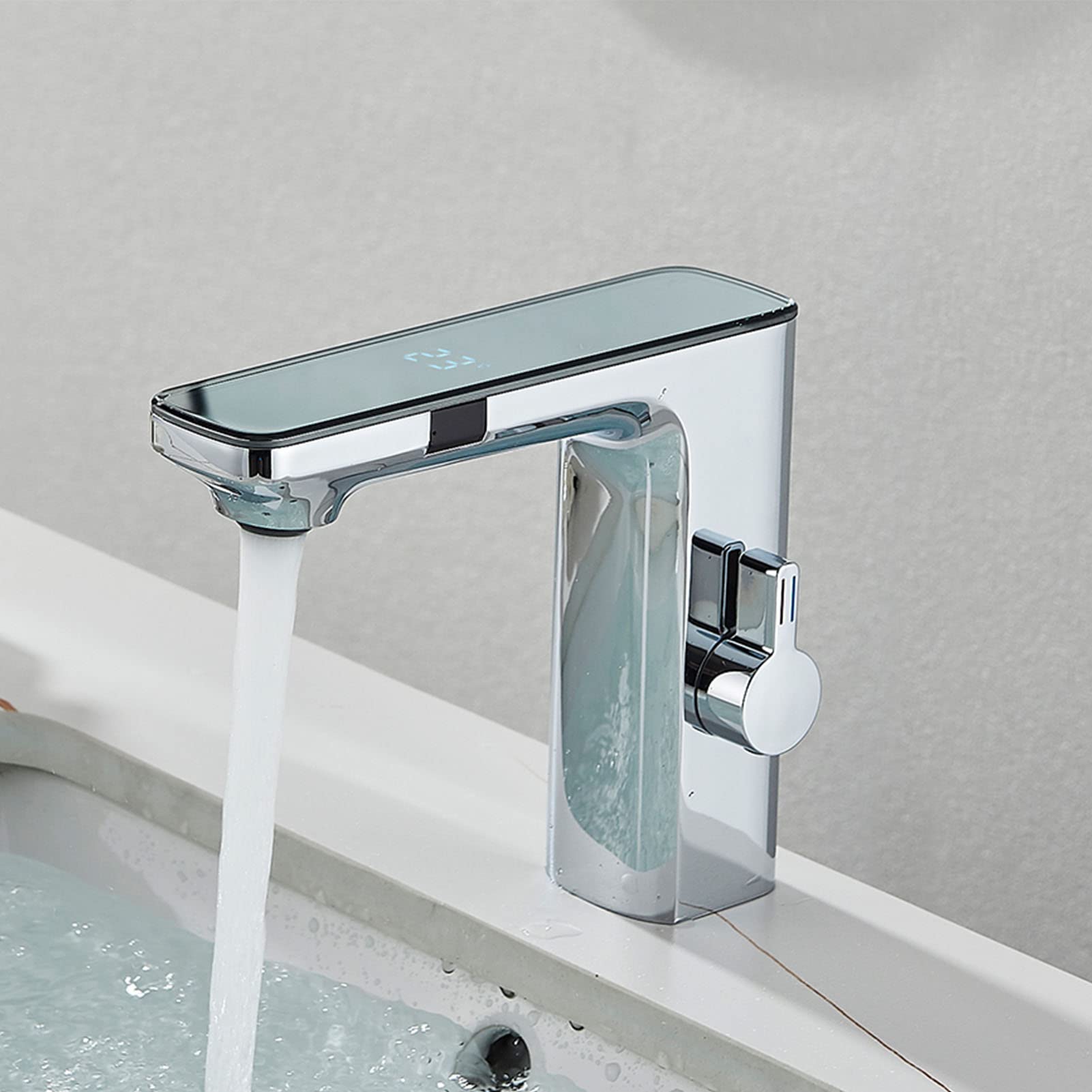 Robinet de salle de bain intelligent sans contact avec finition chromée haut de gamme