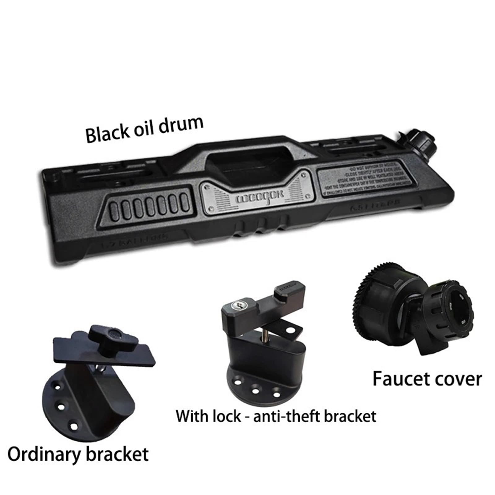 Bidón de Gasolina Tanque de combustible con grifo, tanque de aceite de repuesto de emergencia portátil, 6.5L con soporte y cerradura antirrobo(Black)