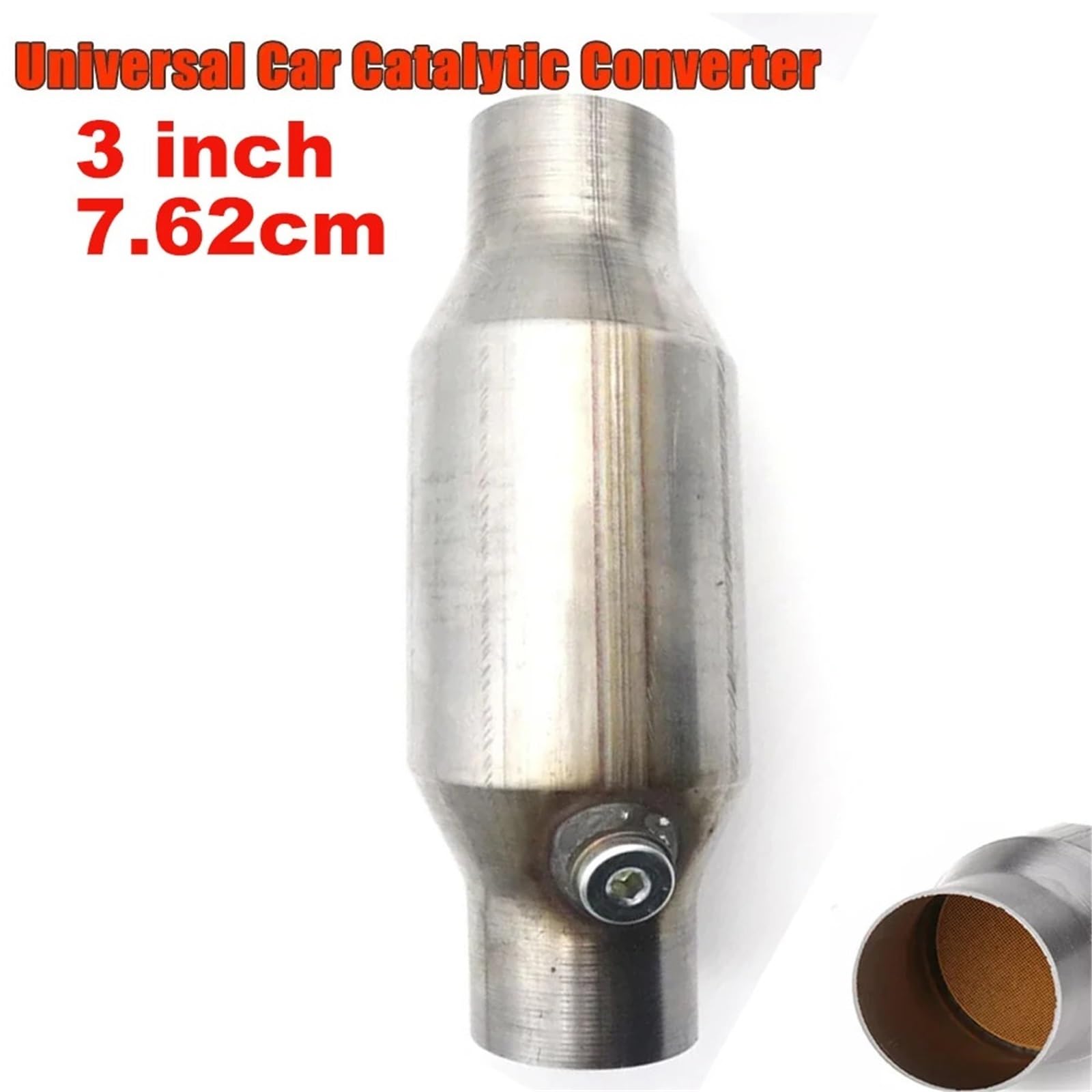 Sensor de oxígeno universal para convertidor catalítico de 2''/2,25''/2,5''/3'', 400 celdas, de alto flujo, redondo, de acero inoxidable Convertidor CatalíTico para AutomóVil(3 inch)
