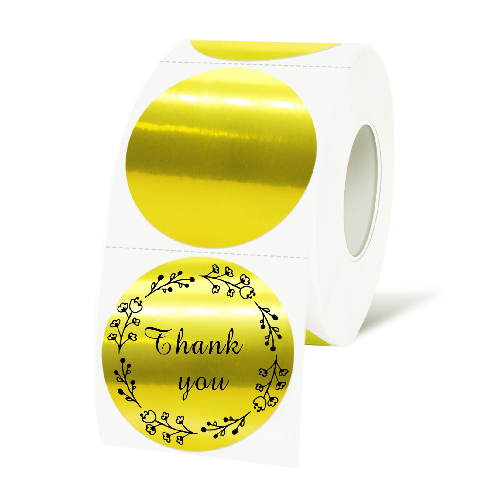 Yeachlaing 1.5 Inch Gold Round Thermal Stickers, Self-Adhesive Circle Direct Thermal Labels, Multi-Purpose Roll Sticker Labels(500 Labels，1 Roll)