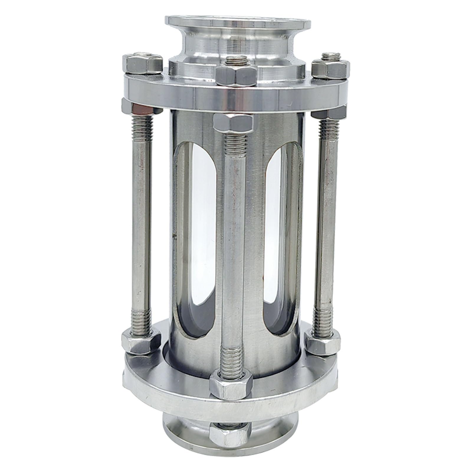KACOME 304 Stainless Steel Sanitary Quick Release Sight Glass clamp Pressure Resistant with Protective Cover Pipeline Glass Peephole See-Through Window(Outer Diameter 108K119)