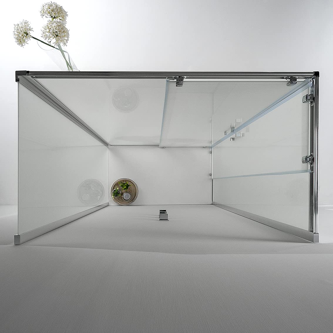 Box Doccia 3 Lati - Cabina Doccia con Porta Scorrevole, Cristallo Temperato 6mm, Anticalcare con Profilo Cromato, Chiusura Magnetica e Altezza 190 (80x80x80, Opaco)