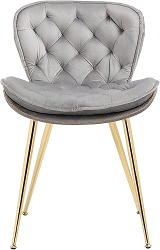 QQU Juego de 2 sillas de comedor modernas, sillas decorativas tapizadas de terciopelo, cómodas sillas de ocio con patas doradas pulidas para cocina,