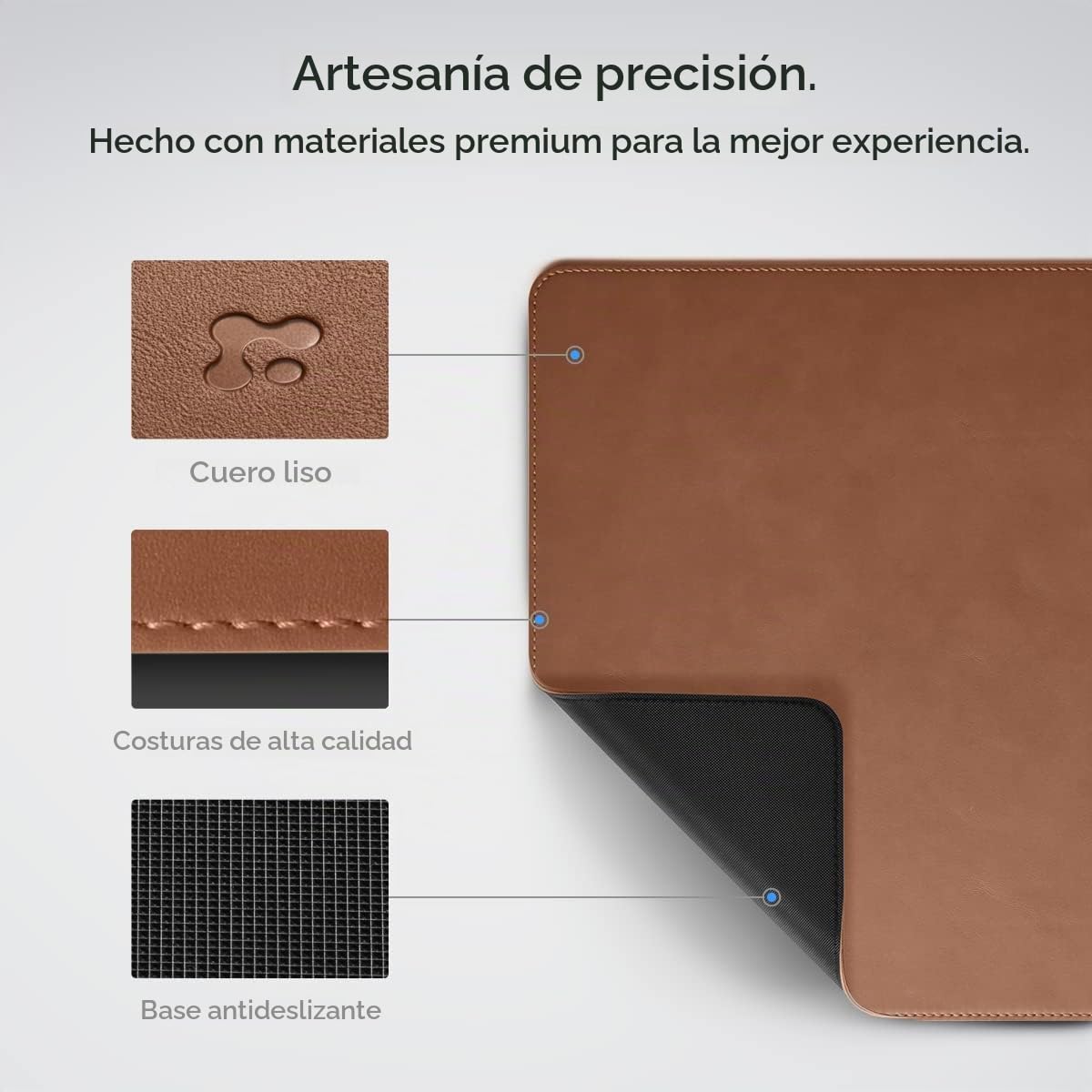 Spigen Alfombrilla de Escritorio Velo Vegan PU Cuero con Base de Goma Antideslizante - Marrón