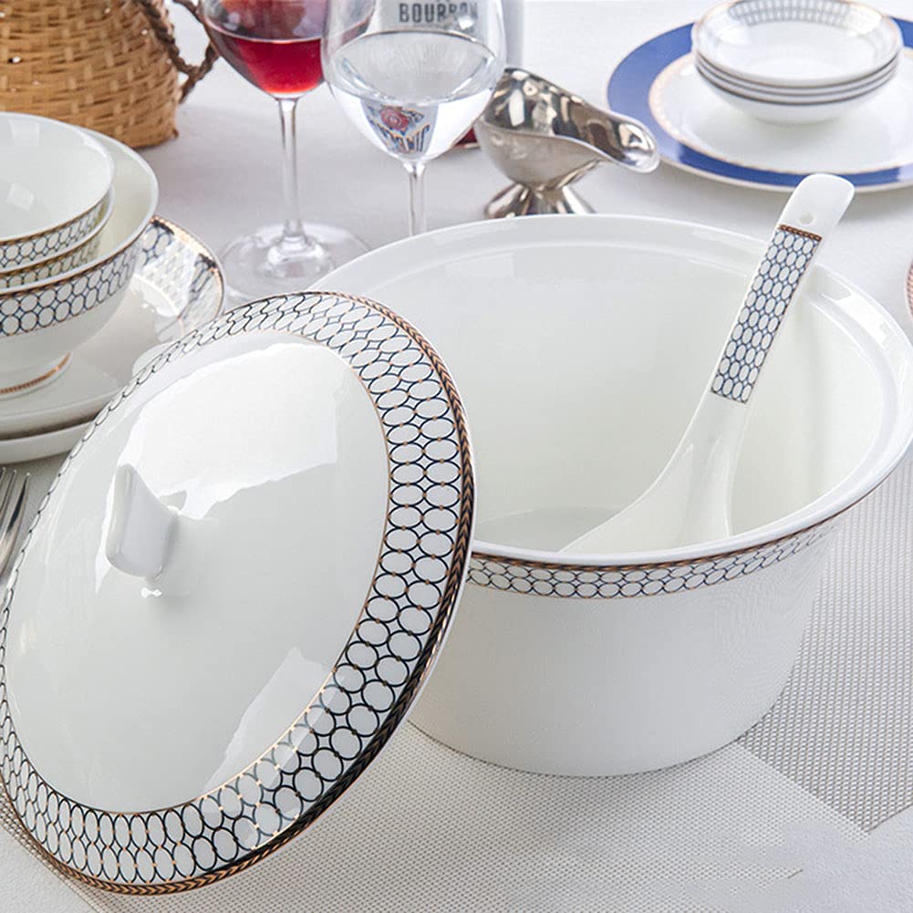50 szt. kompletów zastawy stołowej, ceramicznych talerzy obiadowych i misek ze spodkami, porcelanowych kompletów obiadowych (serwis dla 6-8)