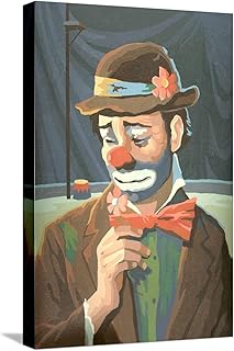 ART.COM Stretched Canvas Print Paint by Numbers, Sad Clown, 12" x 18"