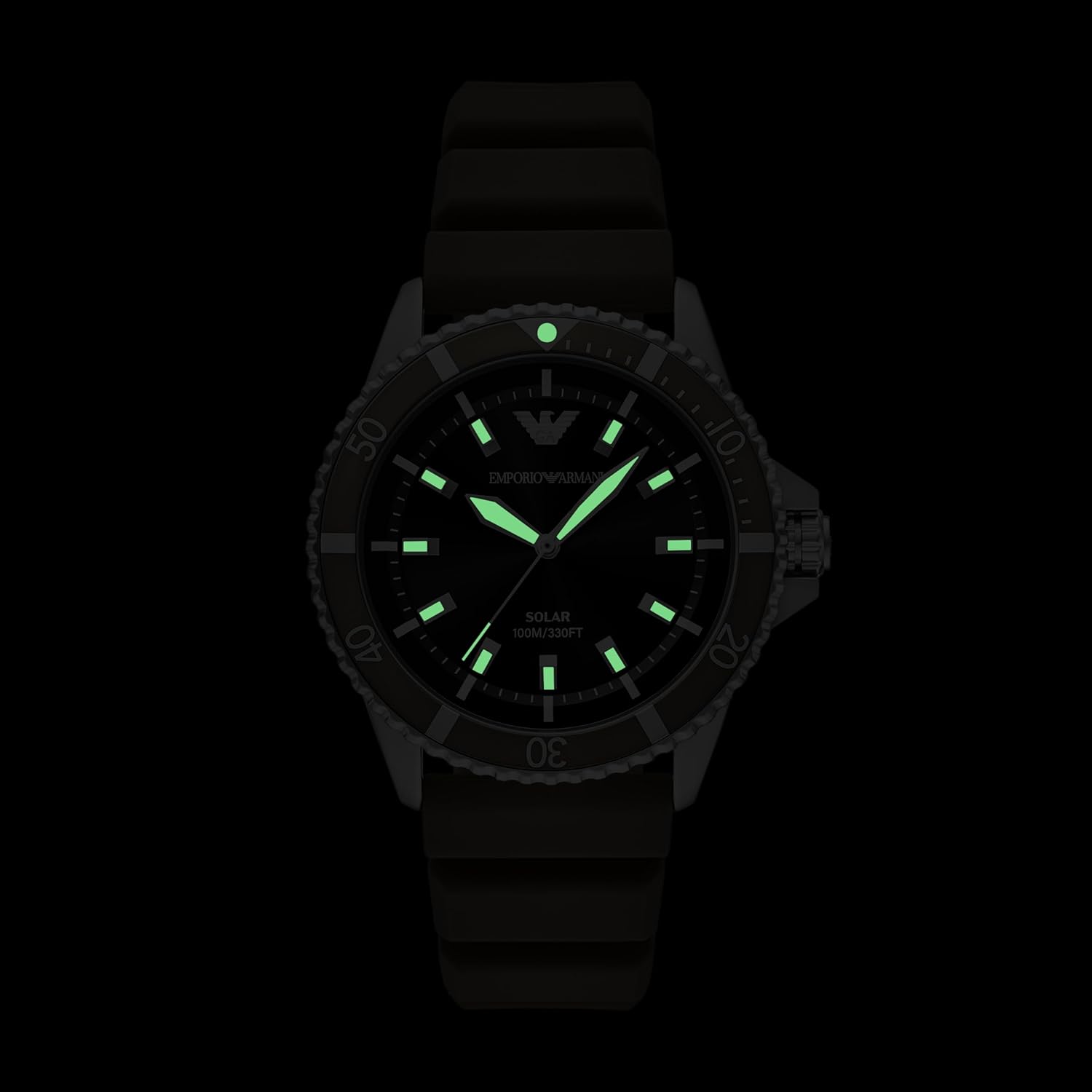 Emporio Men's World Explorer Solar-Powered Three-Hand Green Silicone Watch (Model: AR11699)