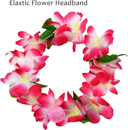 Miniatura 3 de Hawaiian Leis 4-Piece Set  Extra-Fluffy 80-Petal Density Silk Flower Necklace, Headband & 2 Wristbands  Soft Tropical Luau Party Favors & Costume