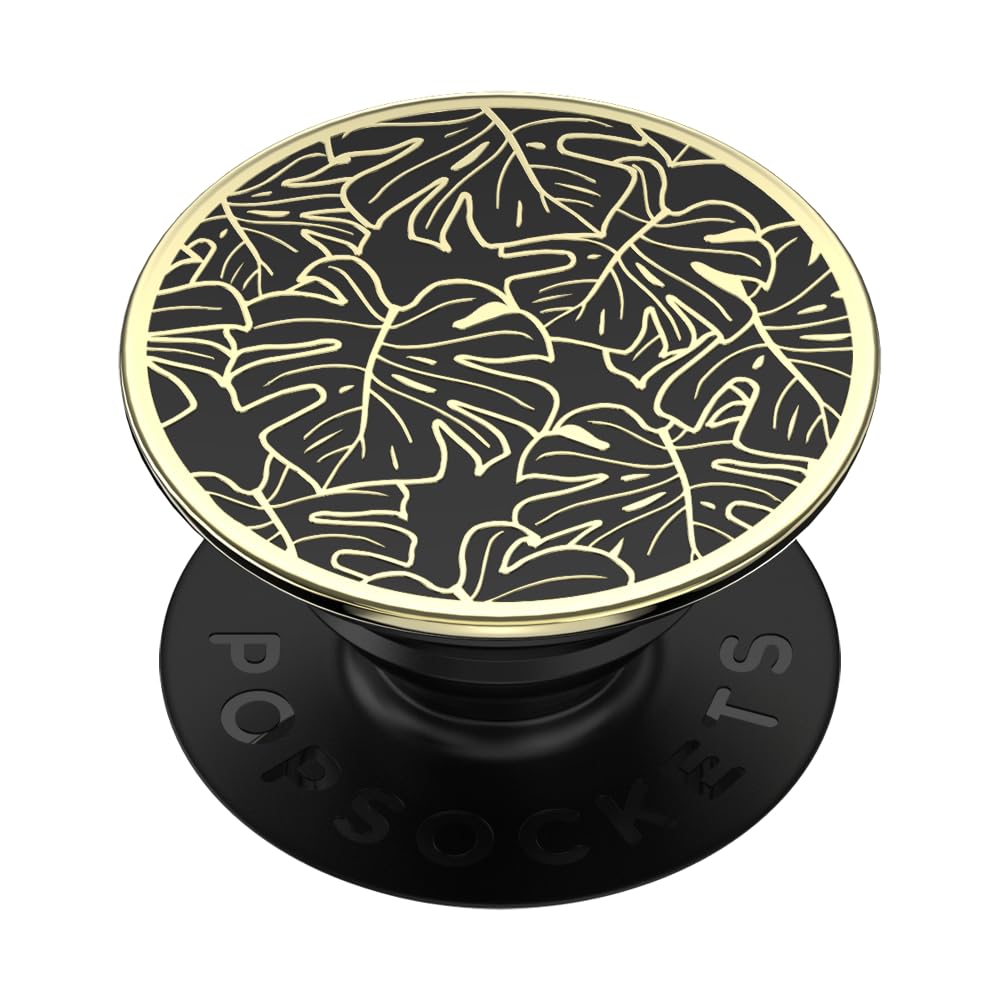 PopSockets Adhesive Phone Grip, Holder, Phone Stand, Flower - Enamel Monstera Adhesive Monstera Black