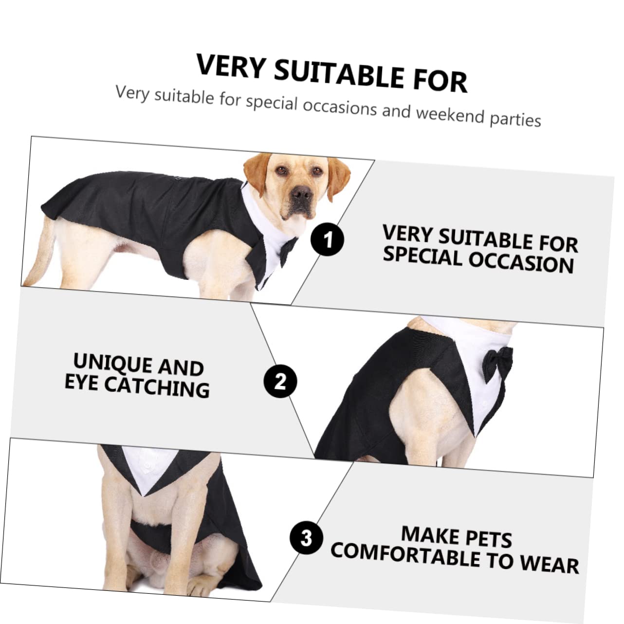 BESPORTBLE 3 Pz smoking per animali domestici costume animale abito da sposa per animali domestici giubbotto cane giacca cane smoking per cani abbigliamento per animali domestici cotone