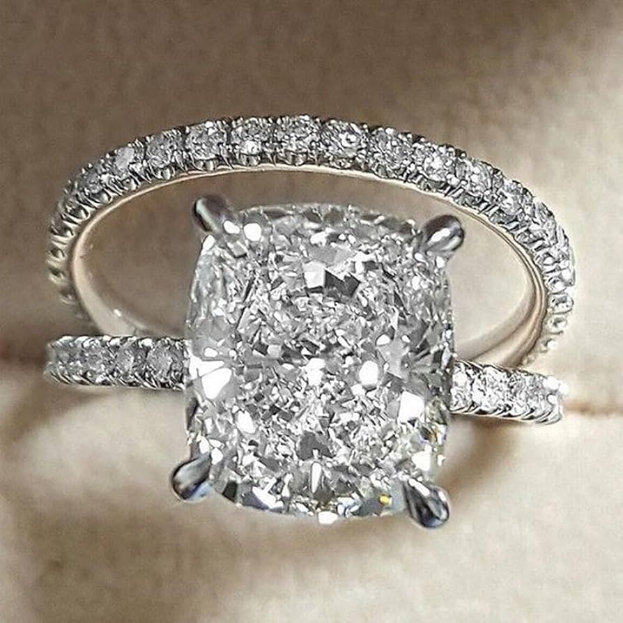 カープ　リング (925　SILVER)　10号 × 2 セット Amazon.com: 925 Sterling Silver Shiny Full 2Pcs Women Zircon