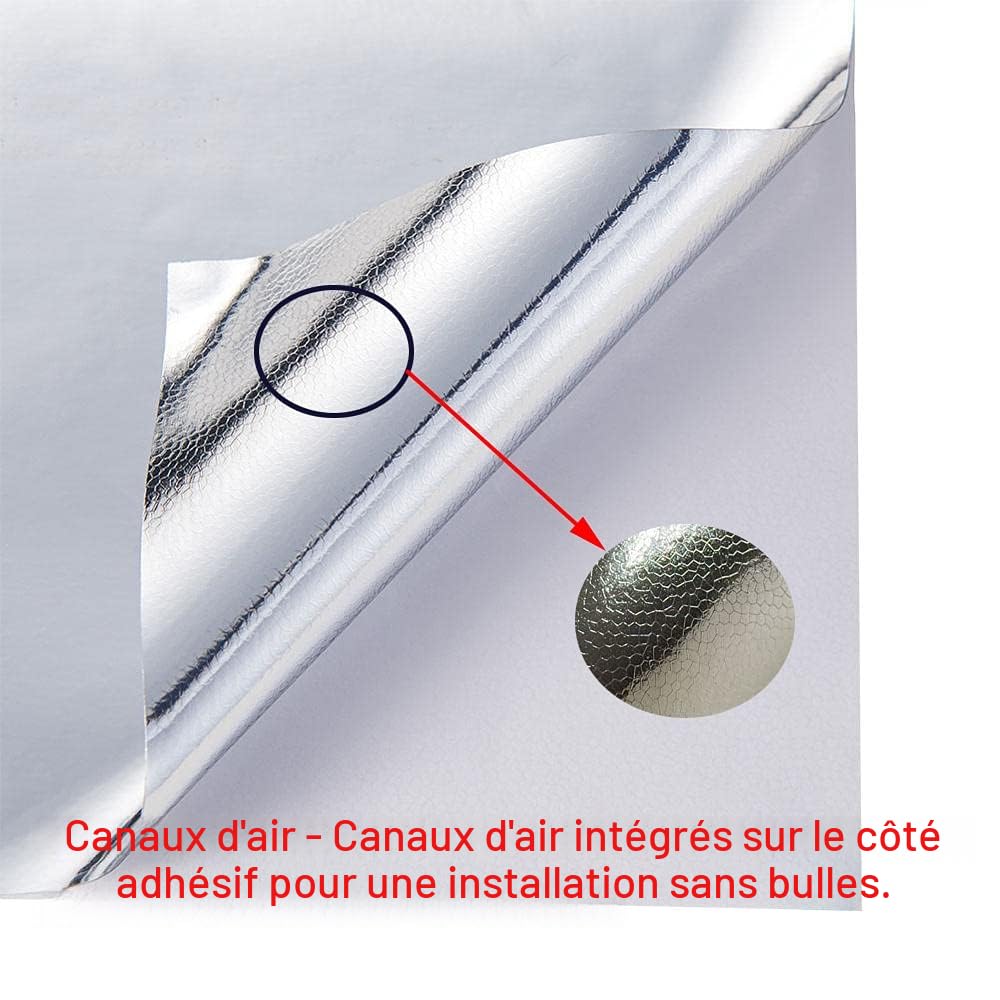 NewL Film Vinyle Chromé Brillant Argenté Autocollant pour Voiture,100x300cm | Finition chromée effet miroir, outil inclus, canaux anti-bulles, extensible, adapté aux voitures, motos, meubles et casques