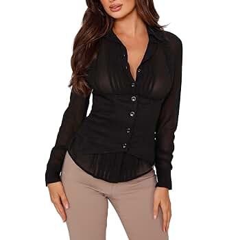 Amazon.com: HGKPFGTF Women's Long Sleeve Shirt Two Piece