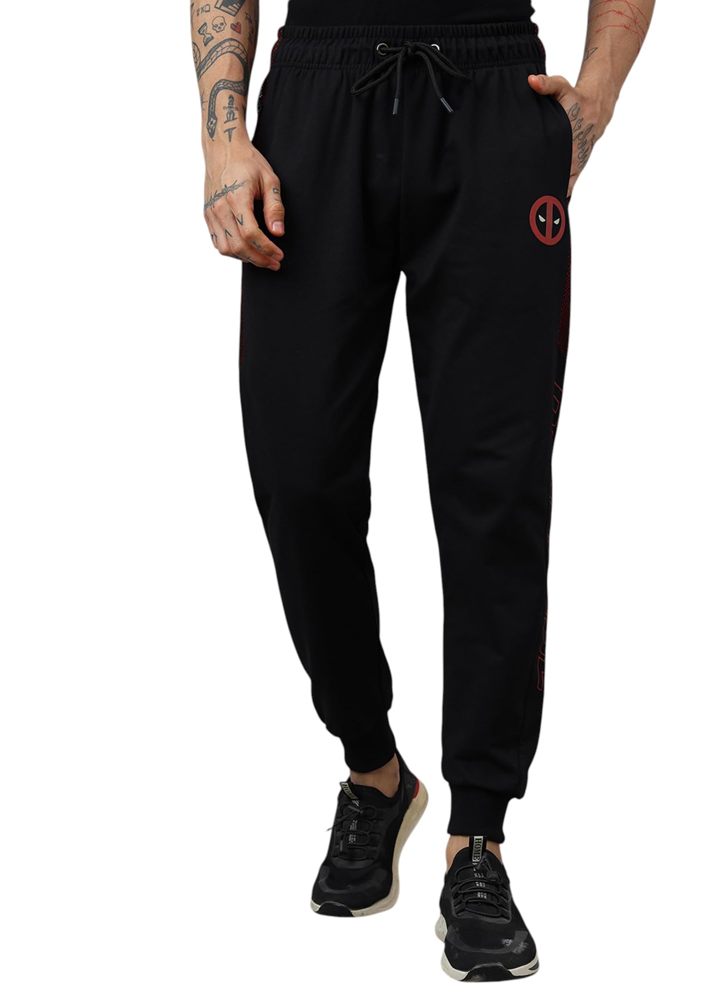 Official Deadpool Graphic Printed Black Regular Fit Jogger for Men-image-37