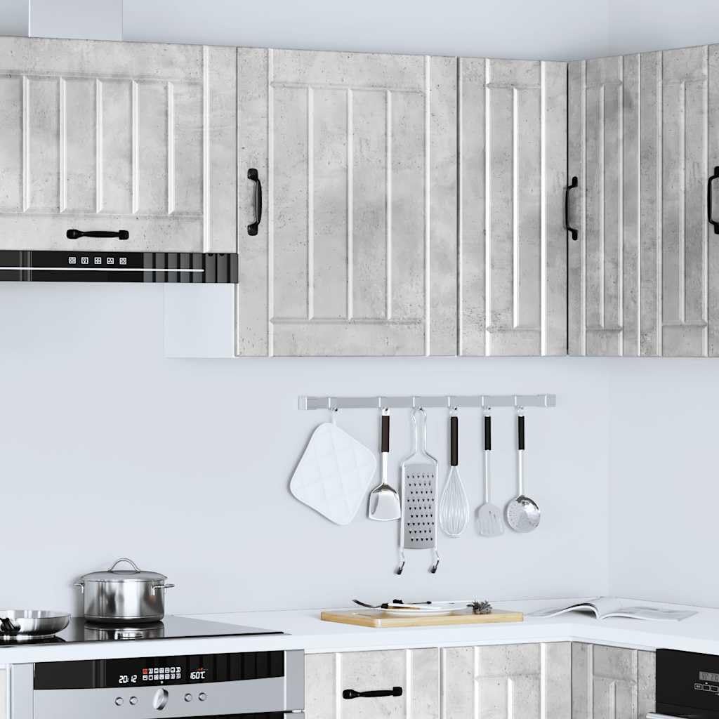 Küchen-Hängeschrank Lucca Betongrau aus Holzwerkstoff 50x31x60 cm mit Glastüren, Stauraum für Geschirr, Vorratsschrank und Organizer, ideal für Küche, Esszimmer und Kaffeebar