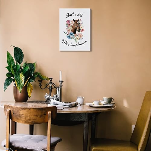 Miniatura 3 de Just A Girl Who Loves Horses - Lienzo decorativo para pared, decoración artística temática de caballos, para oficina, hogar, baño, dormitorio de