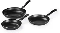 Kit de Frigideiras Rochedo Basic 3 Peças - 18cm, 20cm e 24cm - Antiaderente Durável, Fácil de Limpar e Compatível com Fogões a Gás e Elétricos